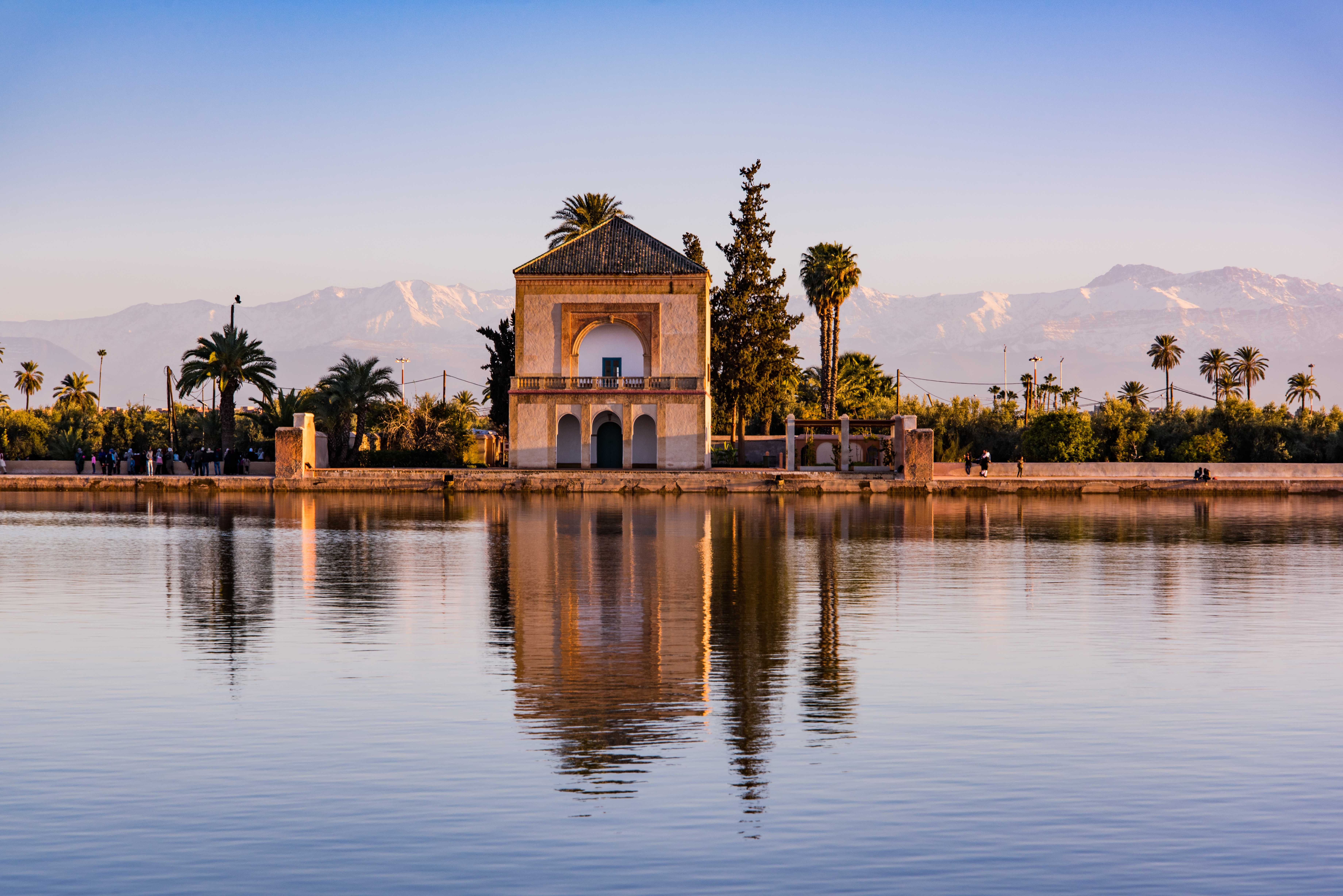 Saadian pavilion,Menara gardens and Atlas in Marrakech, Morocco, morocco tours from tangier
